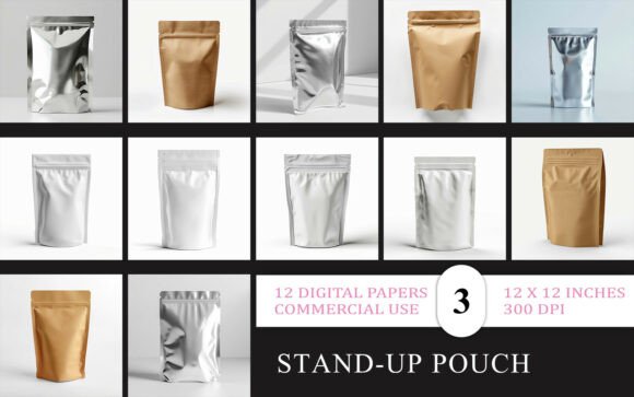 Download Kraft Stand-Up Pouch Mockup JPG Bundle - Premium Resources